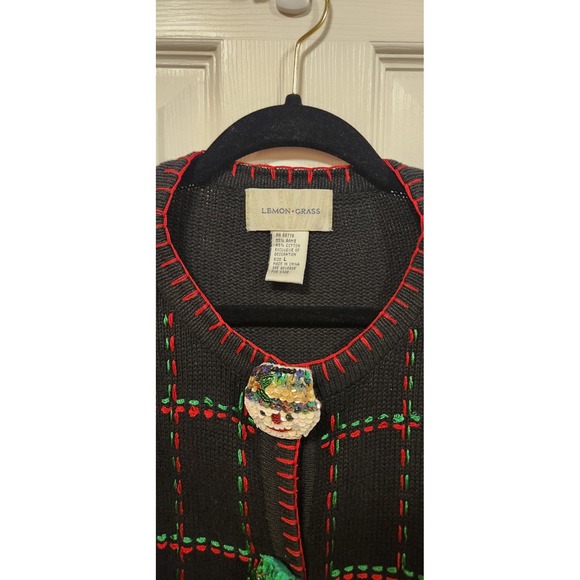 Lemon Grass Christmas Sweater Size Large, Holiday Cardigan, Preowned - Picture 4 of 11